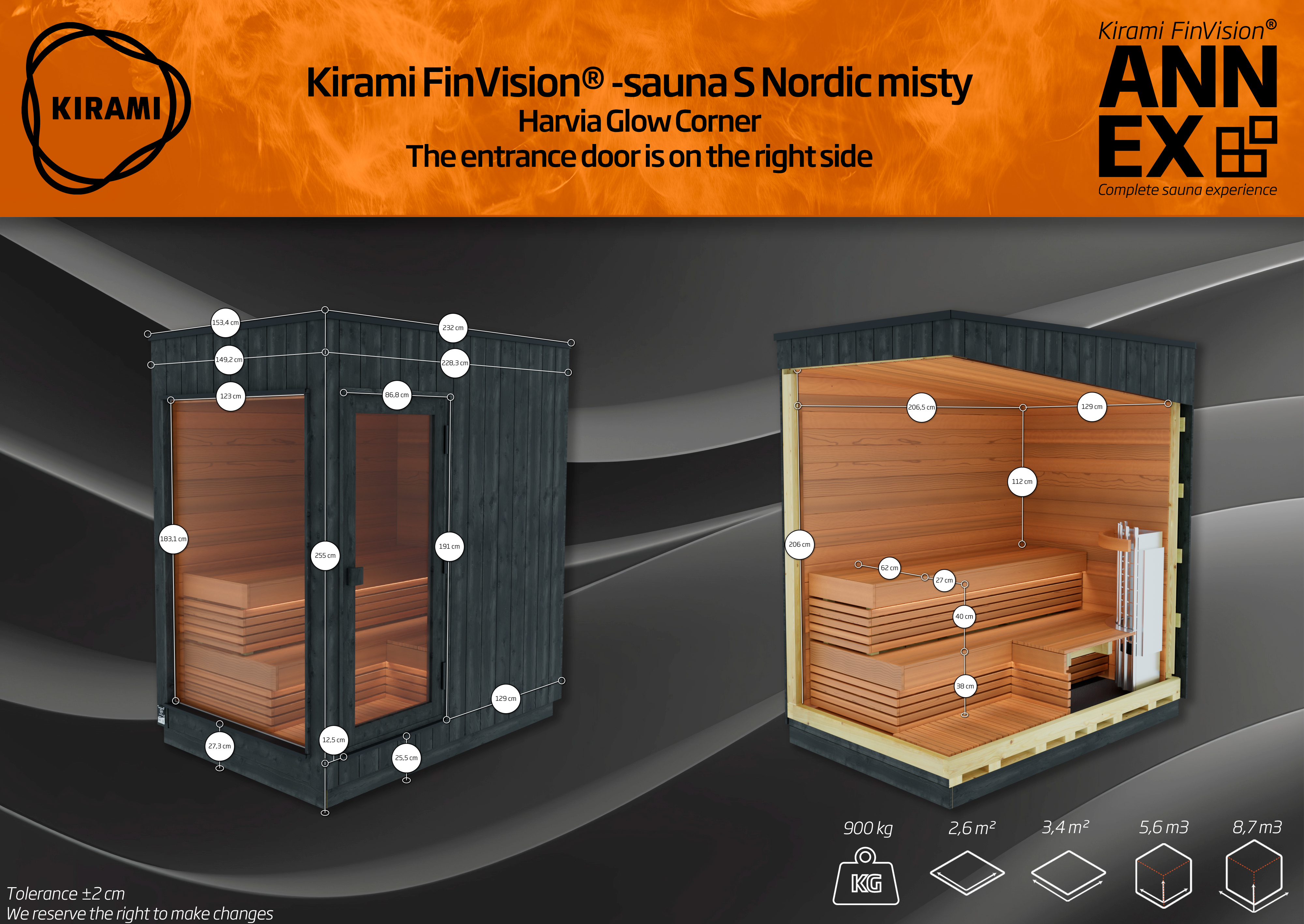 Mittakuva_Sauna S Nordic misty, Glow Corner_0